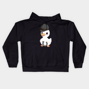 Funny duck is ready to ride a horse Kids Hoodie